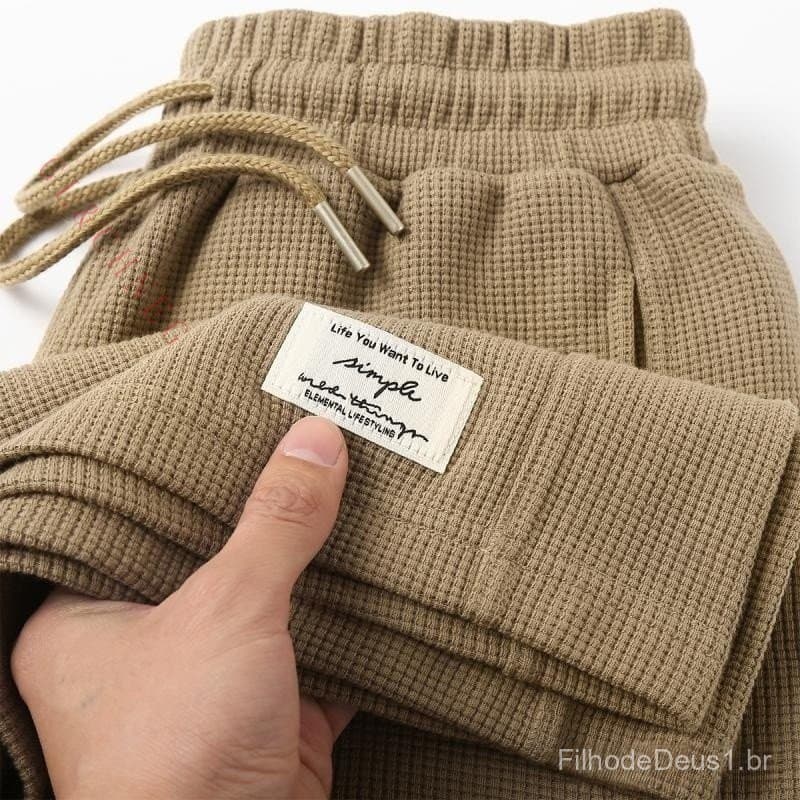 Waffle Khaki Calção pesado Homens Mulheres Summer Plus Tamanho 150kg Calça Casual americana solta de cinco pontos