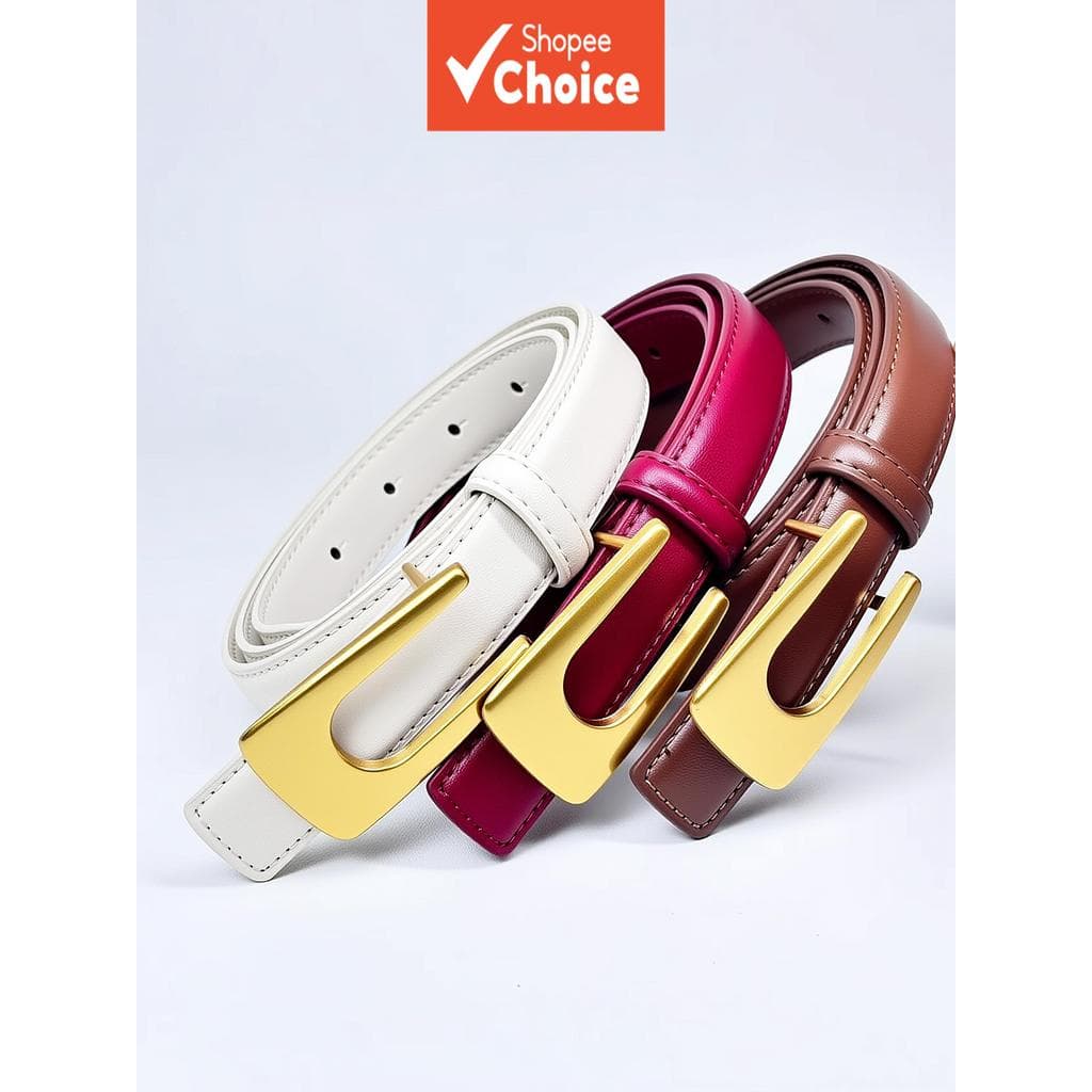 Cinto feminino retrô vintage com fivela de liga lisa, cinto casual para jeans e vestidos