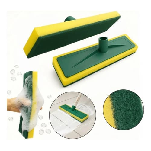 Kit 2 Rodo Esfregão Lava Piso Limpeza Esponja Abrasiva Amarelo