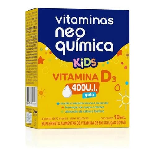 Suplemento Vitamina D3 400ui Neo Química Kids Gotas 10ml