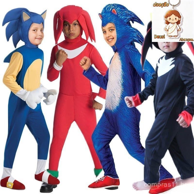 Crianças Deluxe Sonic The Hedgehog Cosplay Meninos Meninas Jogo Fun Caráter Desempenho Festa De Halloween Conjuntos De R