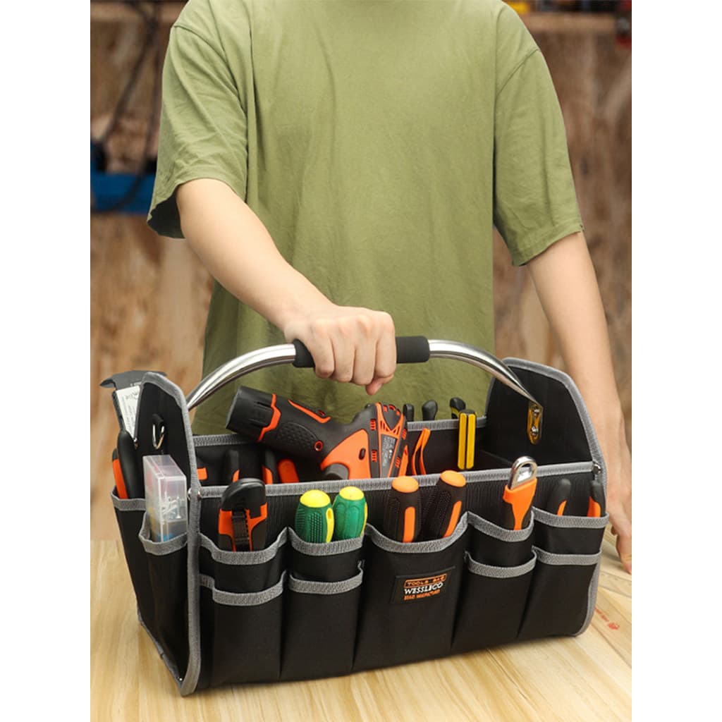 Bolsa de ferramentas espessada americana, multifuncional, portátil, bolsa de ombro, cintura, lona, eletricista, bolsa de