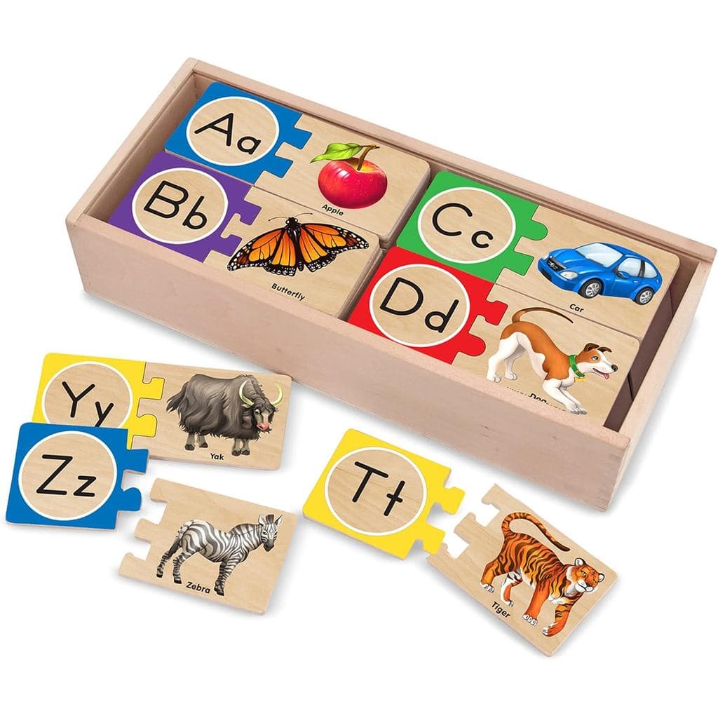 Melissa & Doug Quebra-Cabeça de Alfabeto de Madeira Auto-Corrigível com Caixa de Armazenamento (52 Peças) Quebra-Cabeça