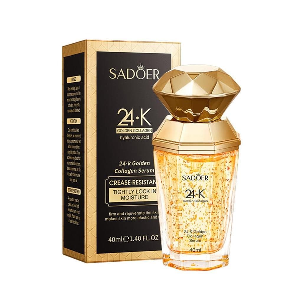 Loção Sérum Facial de Colágeno Dourado 24K com Ácido Hialurônico, Hidratante Leve e Nutritivo, Suaviza e Firma a Pele, A