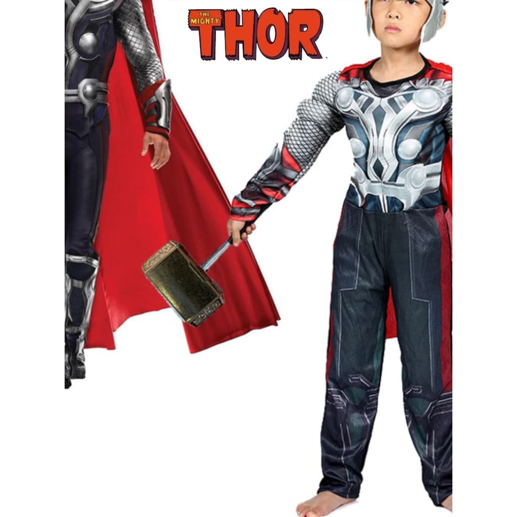 Novo estilo infantil thor traje Halloween Marvel heróis thor cos traje de evento escolar