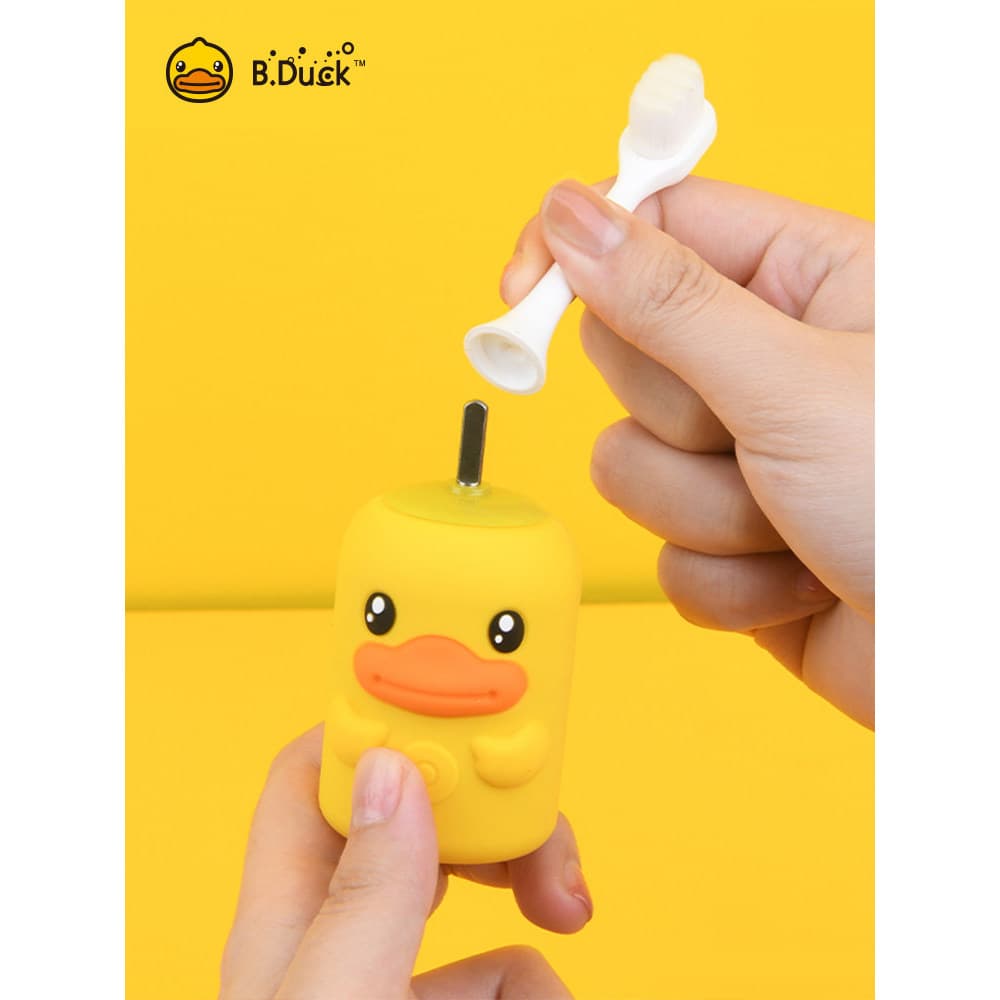 B.Duck pequeno pato amarelo escova de dentes elétrica cabeça de escova de Silicone em forma de U bebê criança boca-conti