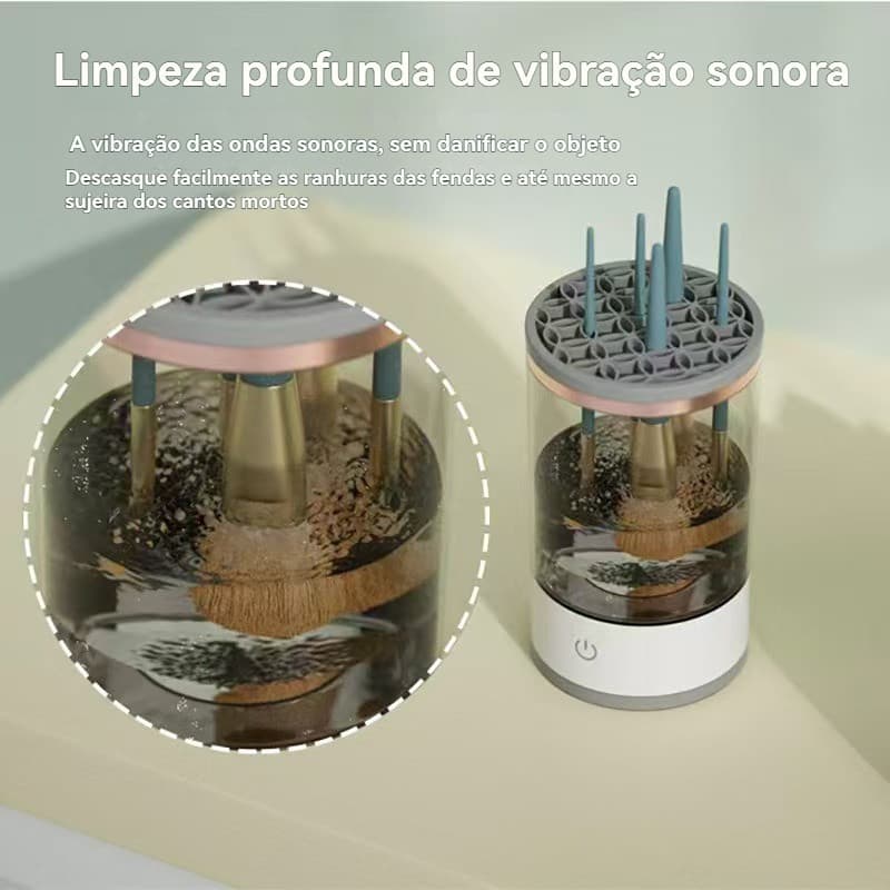 Limpador Automático de Pincéis de Maquiagem 3 em 1 Recarregável USB