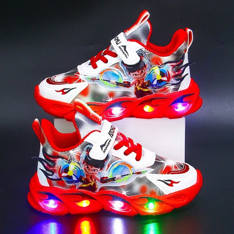3 primavera verão sapatos infantis homens 4 meninos luminosos sapatos esportivos 5 meninos com luzes sapatos de rede fin