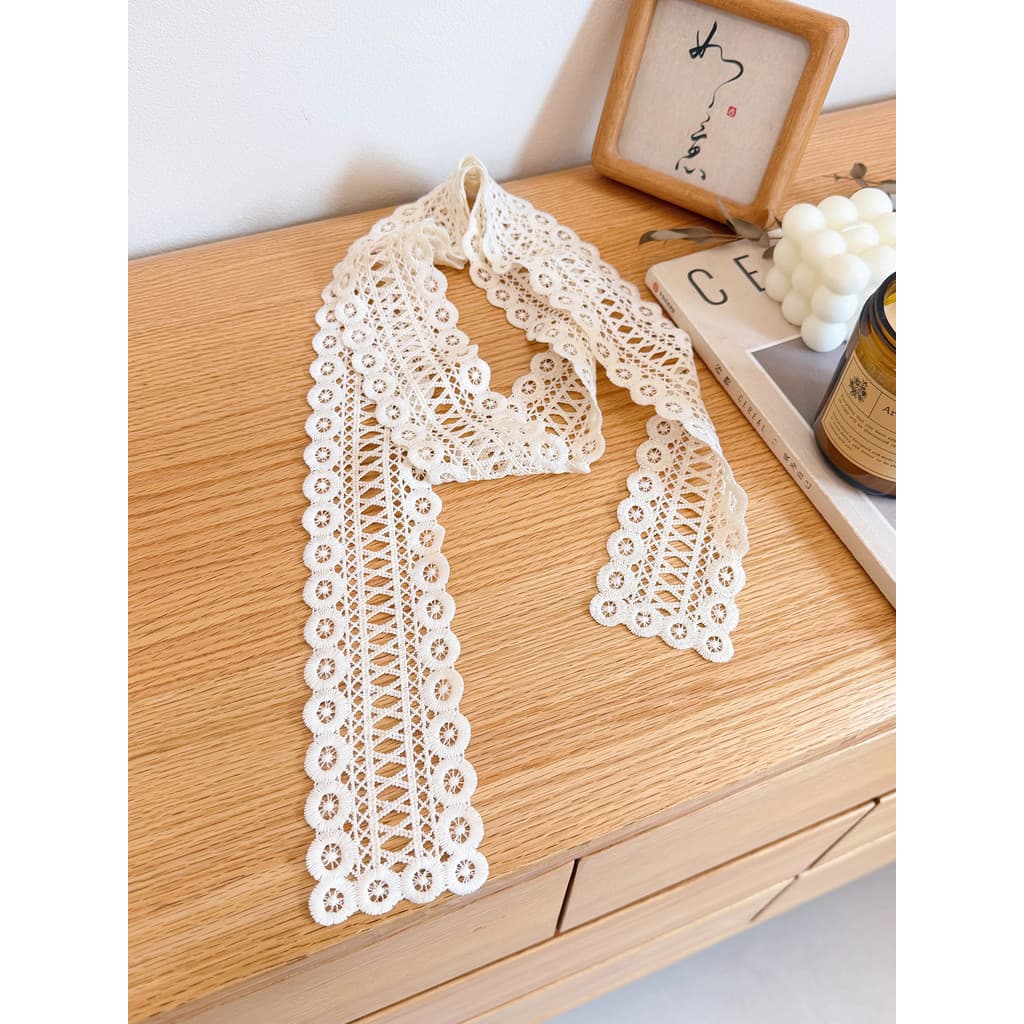 Retro tecelagem estilo palácio lenço de renda primavera verão oco bordado lenço decorativo bandana rabo de cavalo Stream