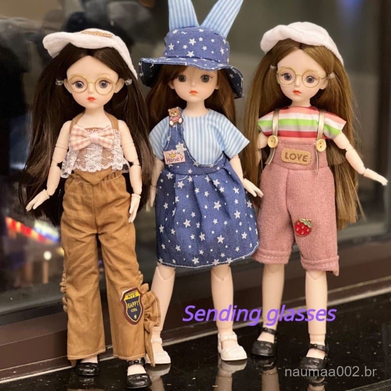 Boneca E Roupa De 30cm BJD Doll Maquiagem Requintada 3D Olhos 20 Juntas Móveis Menina Aniversário Brinquedo (Enviar glas