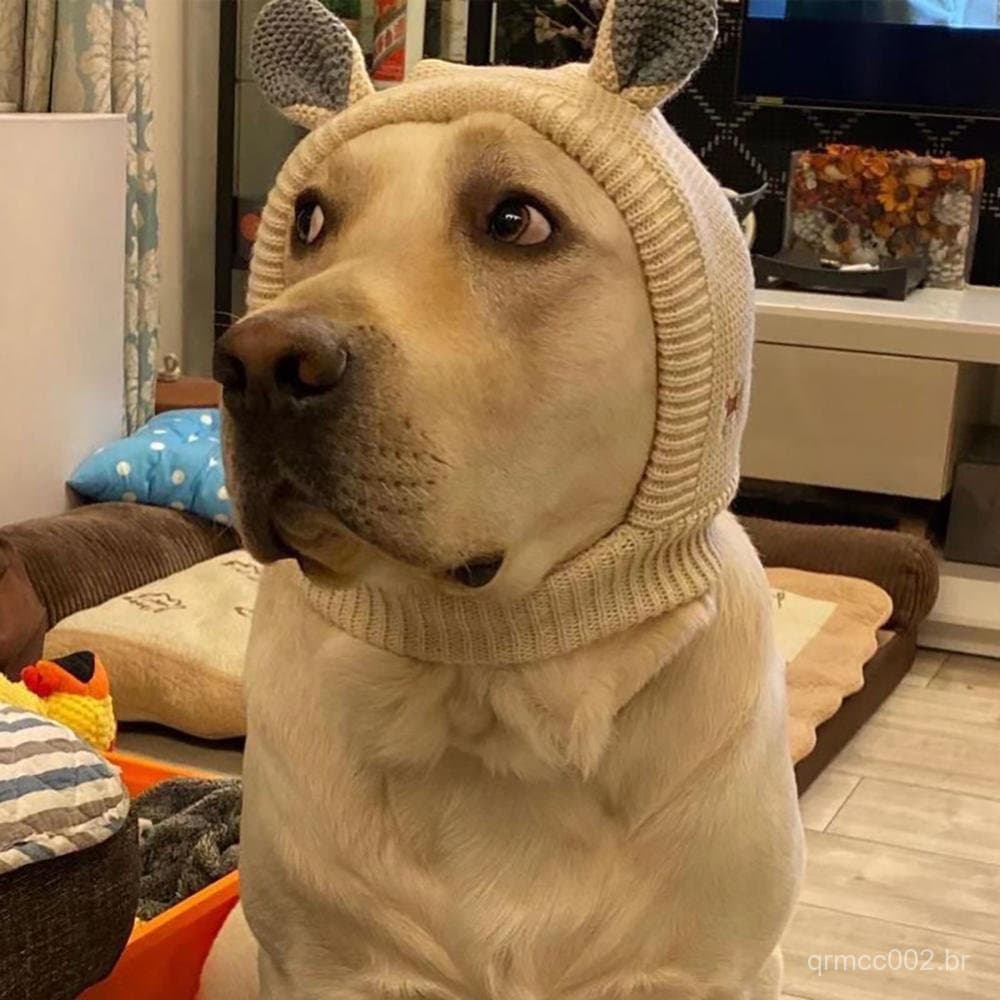 TKEY Pet Malha Boné Cão Chapéu De Inverno Engraçado Quente Gorro Roupas Grande Labrador Golden Retriever Acessório Para