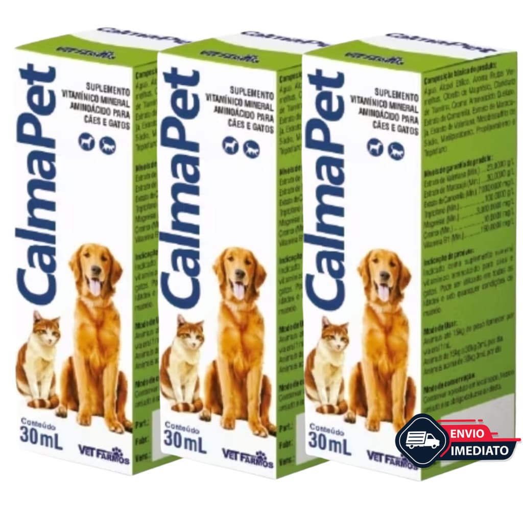 Kit 3 CALMAPET 30ml para Pet Cães e Gatos