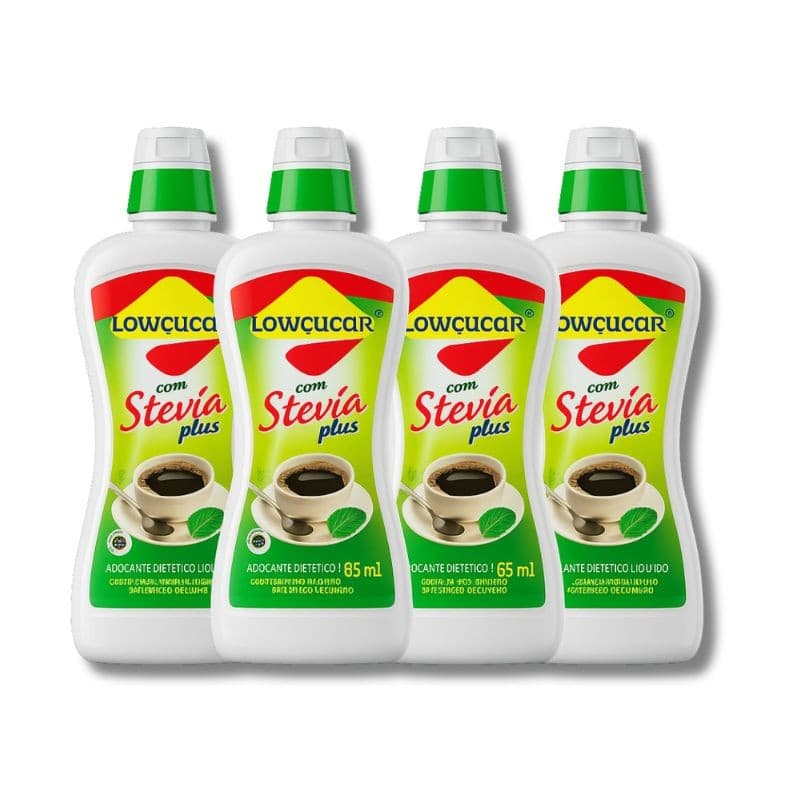 Kit 4 Lowçucar Plus C/Stevia Adoçante Dietético Liquido 65ml