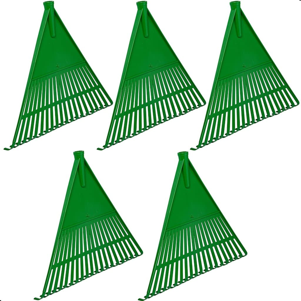 Kit com 5 Vassoura Rastelo de Plástico para Jardim e Grama