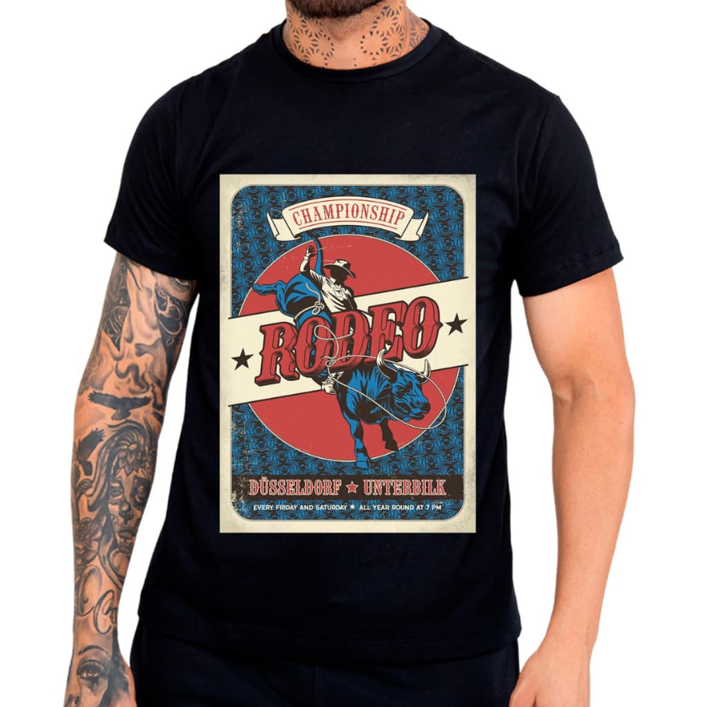 Camiseta Gola Redonda T-shirt Slim Unissex Country Carta Rodeo Montaria Cowboy Arena