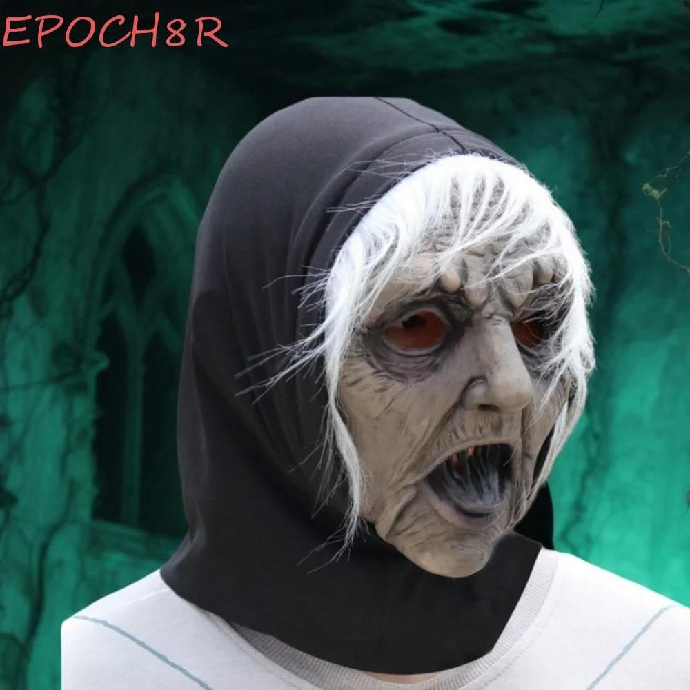 Máscara De Bruxa Fantasma De Halloween EPOCH8R , De Cabelos Brancos De Látex De Vestir , Adereços De Cosplay De Festa 3D