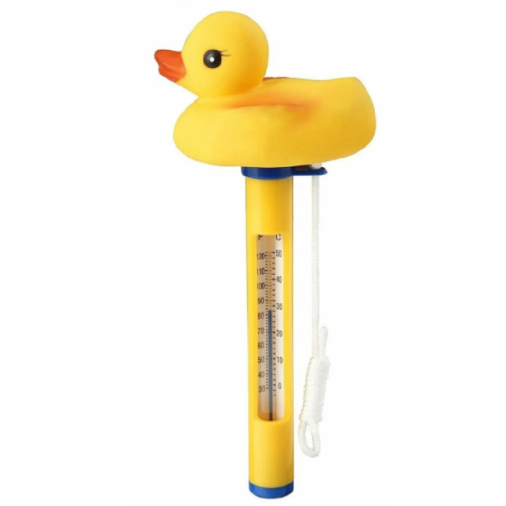 Termômetro de Piscina Poltec Patinho Flutuante Infantil Resistente para Medir Temperatura da Água