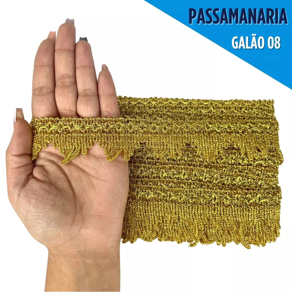 Fita Passamanaria Galao-08 - Tam: 40mm - Rolo C/20 Mts COR:OURO