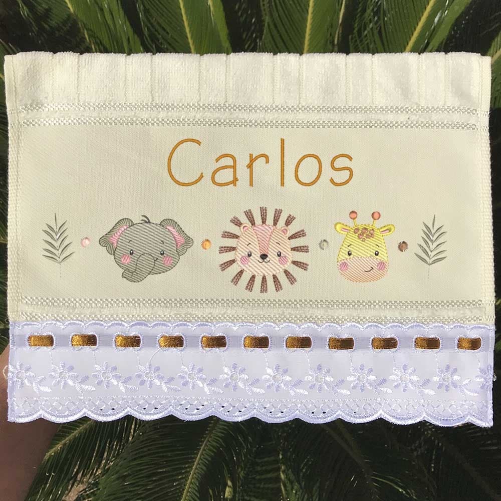 Toalha De Boca Safari Boho Bordada Com Nome Dohler Premium