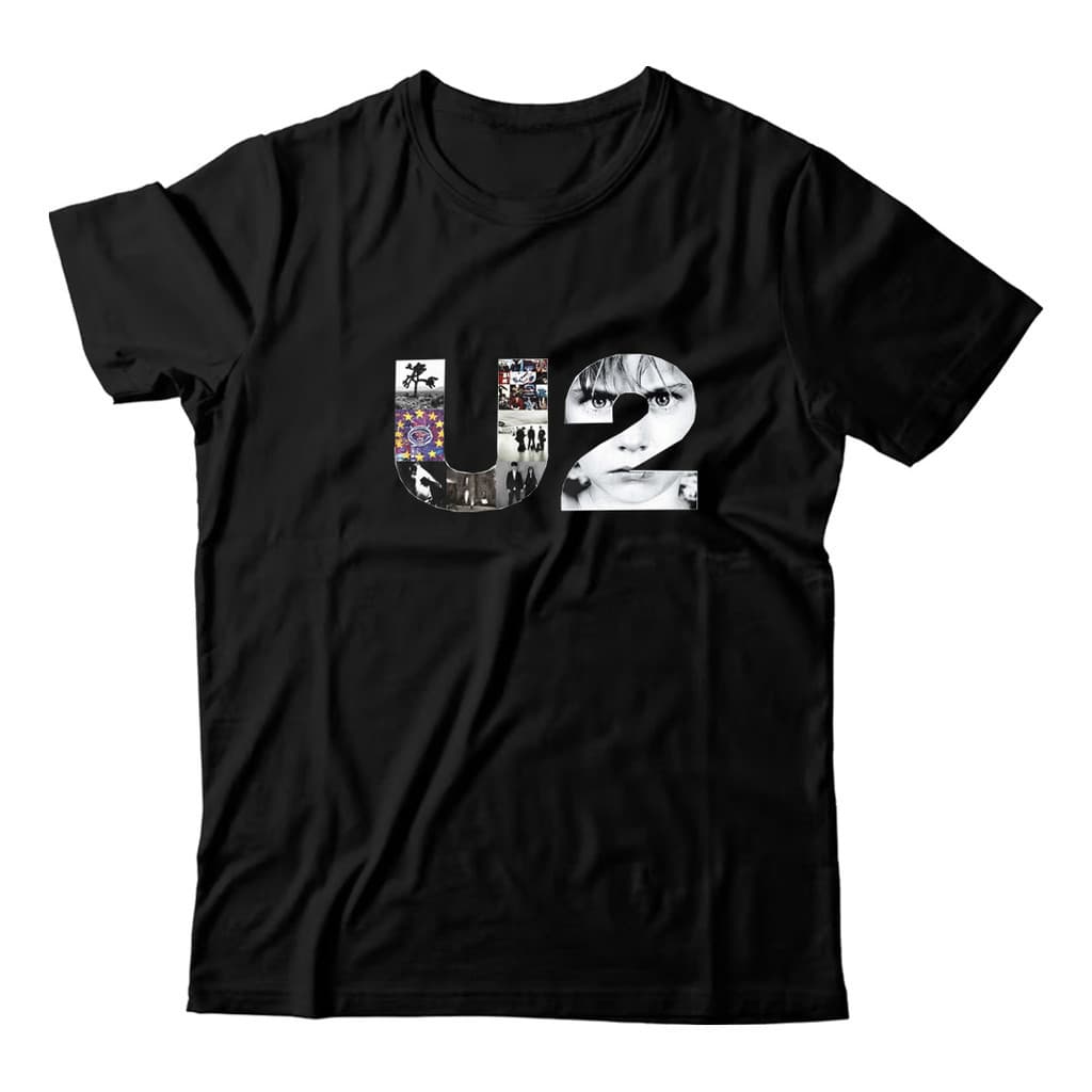 Camiseta Preta Unissex Básica U2 Fotos Banda Rock Fem Masc