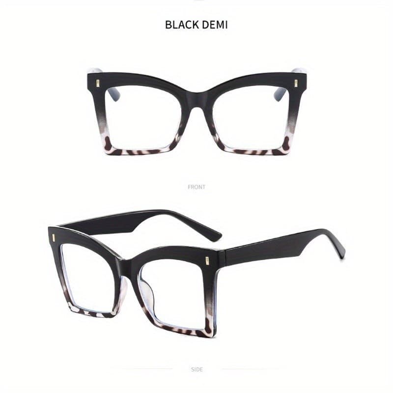 Óculos Oversized Y2k com Lentes Transparentes e Armação de Estampa de Leopardo Estilo Minimalista--***&-&*--**&--*--&*-&