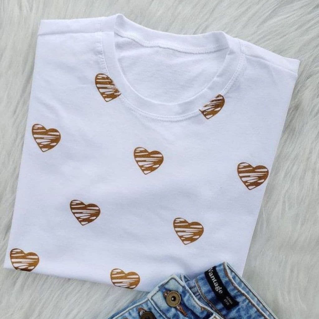 kit 3 camisas feminina básica baby look camiseta viscorycla com estampas Coração 0148