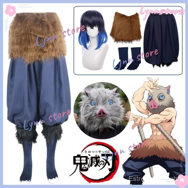 Peruca de Cosplay Inosuke de Demon Slayer , Fantasia Porco de Anime KIMETSU NO YAIBA Carnaval