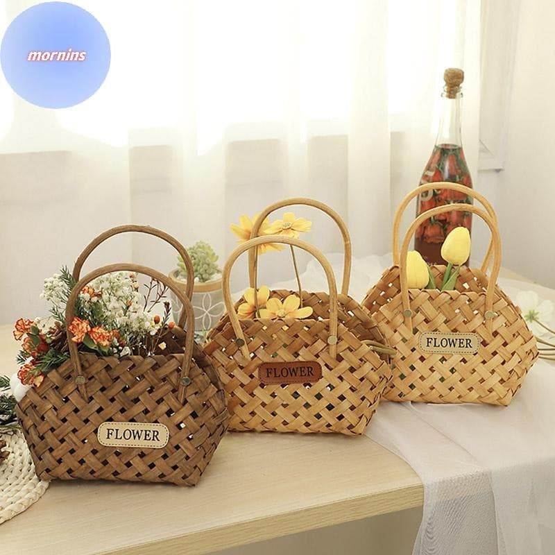 MORNIN Cesta De Vime Ou Cestas De Bambu Cachepot Para Flores Decorativas Meninas Organizar BR