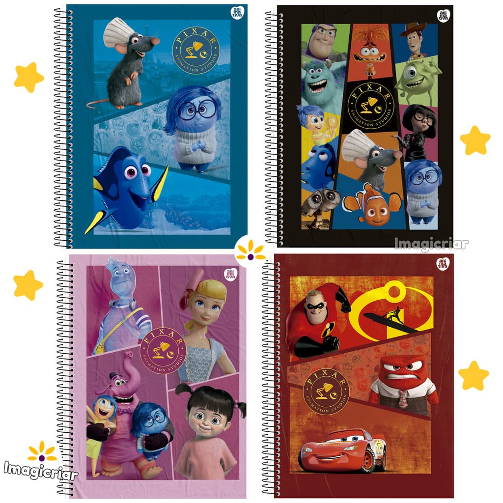 Caderno Universitário Pixar Animativa - 1 ou 10 Matérias