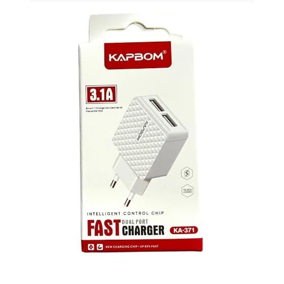 CARREGADOR CELULAR C/ 2 USB 3.1A (KA-371) KAPBOM