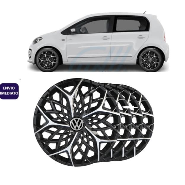 Jogo 4 Carlota Moove Aro 14 Preto/Prata Vw Volkswagen Up!