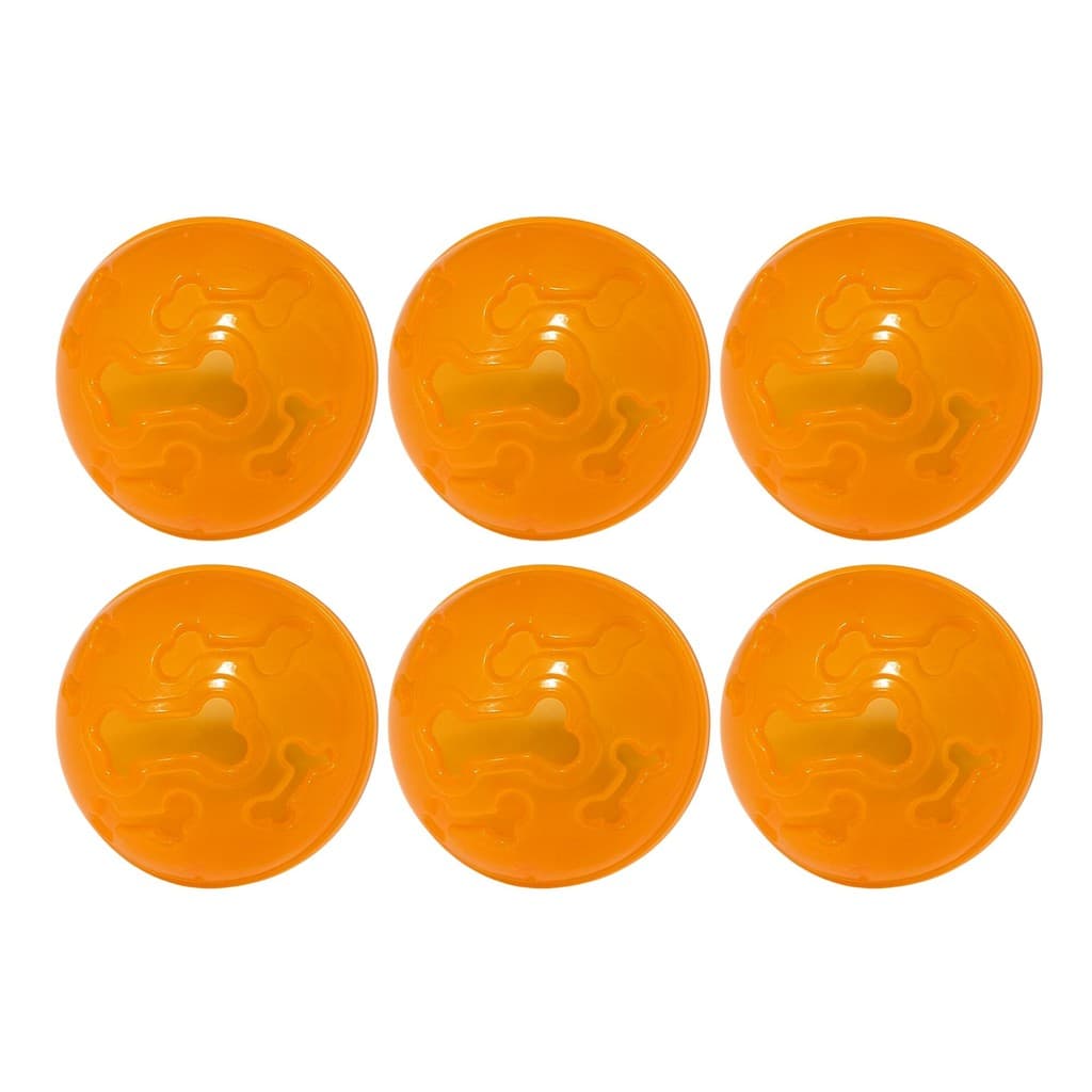 Kit 6 Bola Petisco Laranja Neon 7cm Espaço para Petiscos Cães