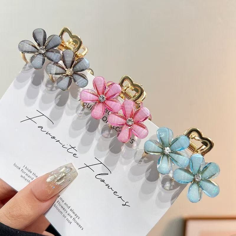 Kit 12 Mini Flor Com Pérola Cristal e Strass ， Grampos de Cabelo Decorativos Para Mulheres