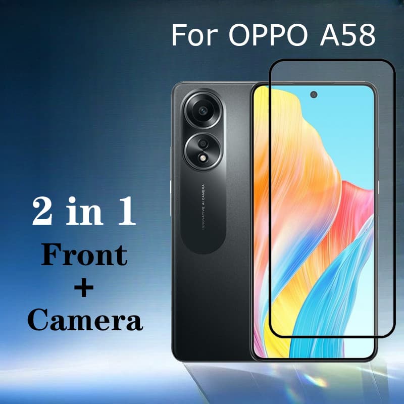 2 Em 1 Película De Vidro Para OPPO A58 4G Temperado 9D A98 A78 5G Filme De Lente De Câmera