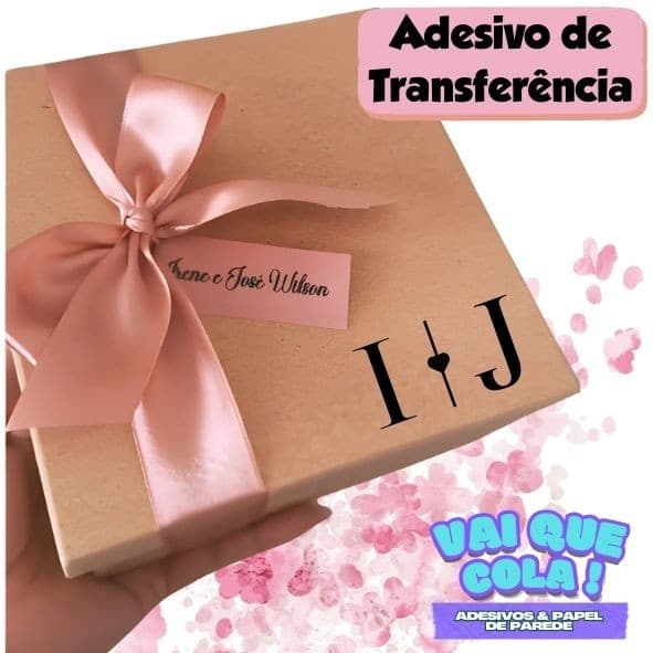 kit 10 un Adesivo de Transferência Personalizados Inicial Casal Caixa de Padrinhos MDF