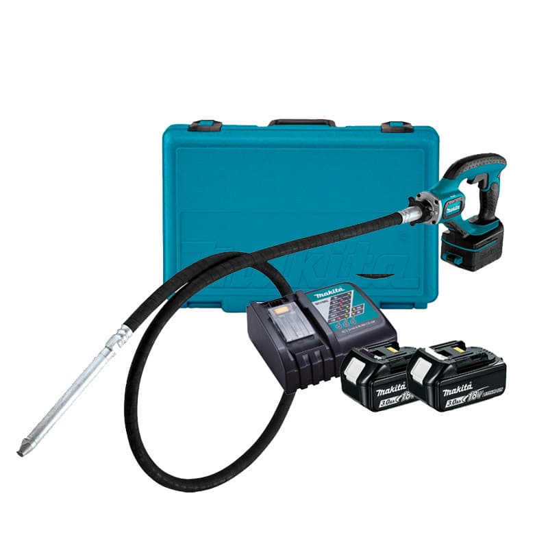 Vibrador de Concreto a Bateria 18V com 2 Baterias 3Ah Carregador Bivolt e Maleta Makita DVR850RFE