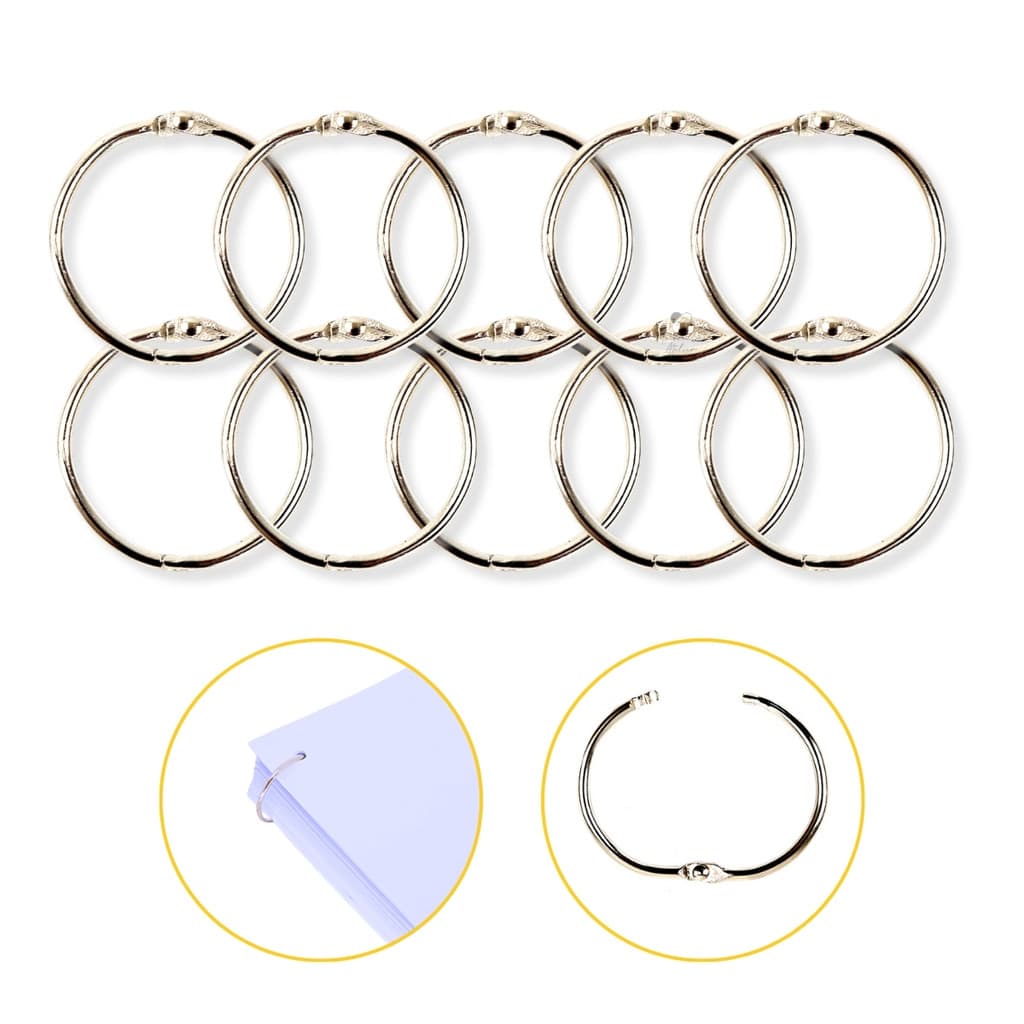 Argola para Encadernação Fichário 20mm Prateada 10 Unidades