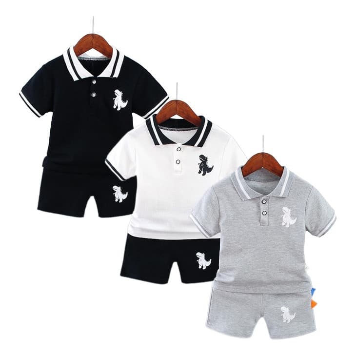 Conjunto Infantil Menino Polo Com Short Dino Estiloso