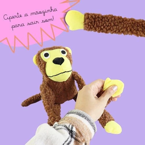 Brinquedo Mordedor Macaco para Pet Grande Resistente Diversão Interativa