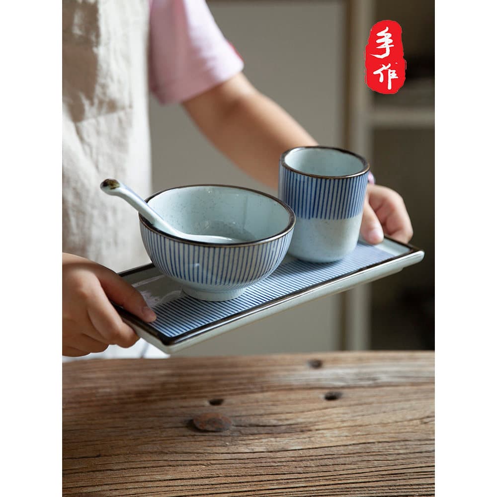 Estilo japonês quatro estações Retro estilo japonês Underglaze cor talheres doméstico cerâmica tigela de arroz restauran