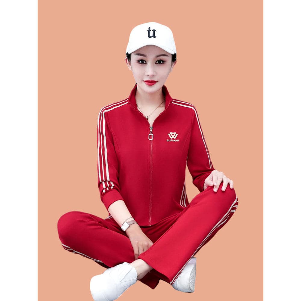 Woodpecker contador terno esportivo feminino primavera outono gola grupo compra traje de dança quadrada desempenho traje