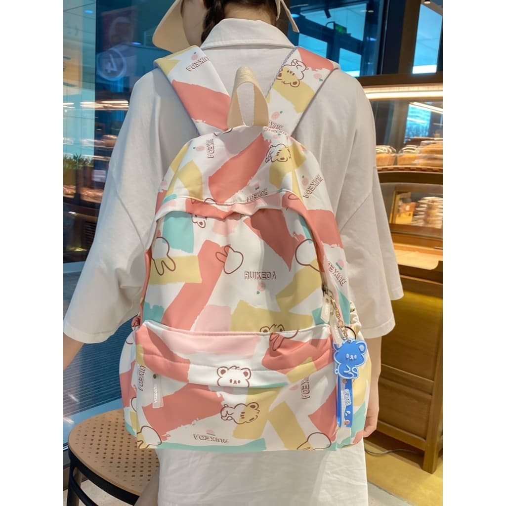 Mochila feminina verão 2023 novo estilo estudante universitário simples luz bonito grande capacidade estudante do ensino