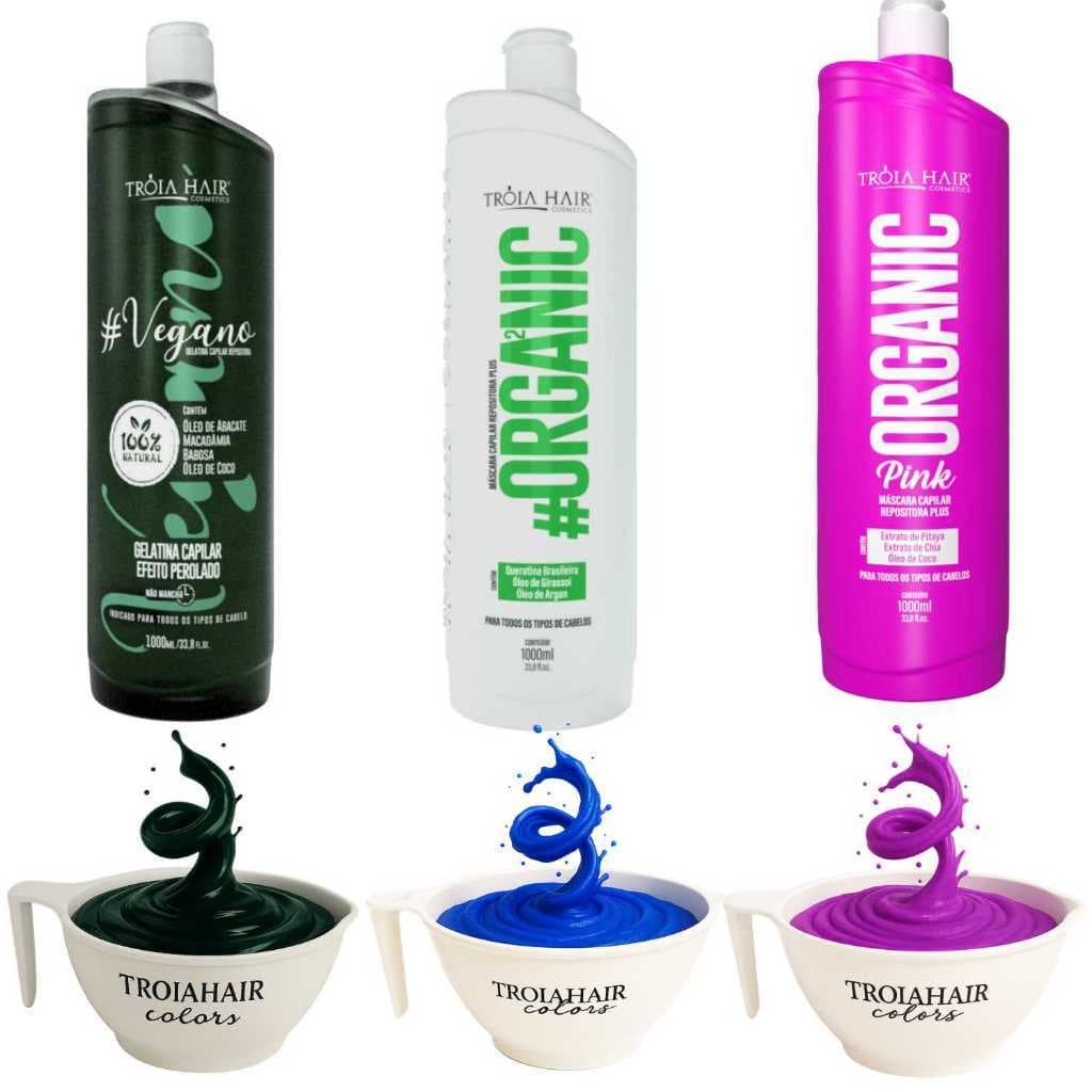 KIT PROGRESSIVAS TRÓIA HAIR 3 EM 1 — VEGANA + ORGANIC + LISORGANIC PINK