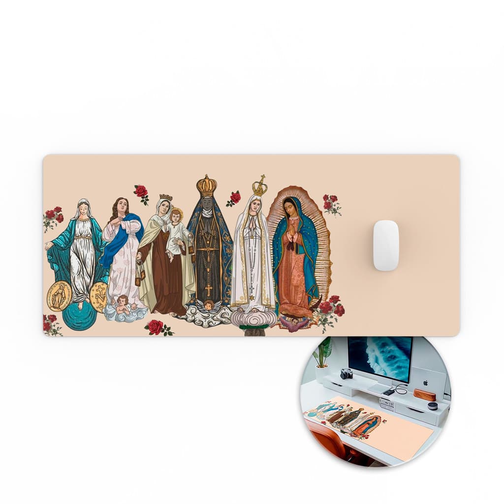 MousePad Grande Nossa Senhora 80x30 Deskpad Antiderrapante Mouse Pad Grande RGB