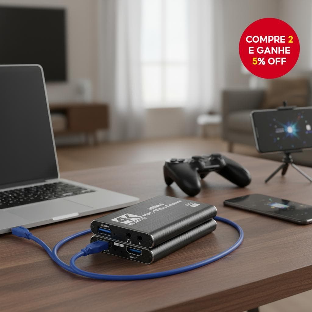 Placa de Captura de Jogo 4K HDMI para USB3.0 para Transmissão, Gravação e Transmissão ao Vivo em 1080P