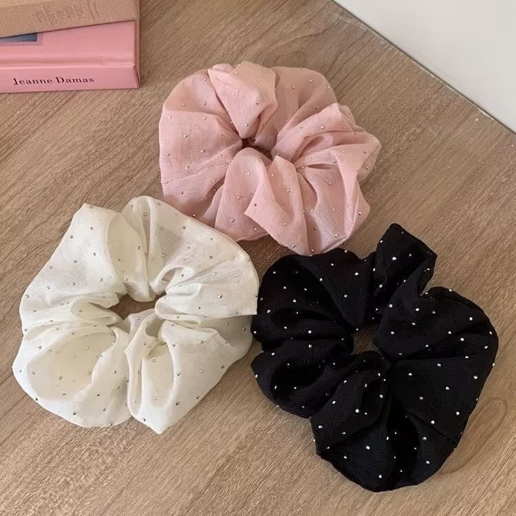 Elástico de cabelo feminino com bolinhas brilhantes Linda