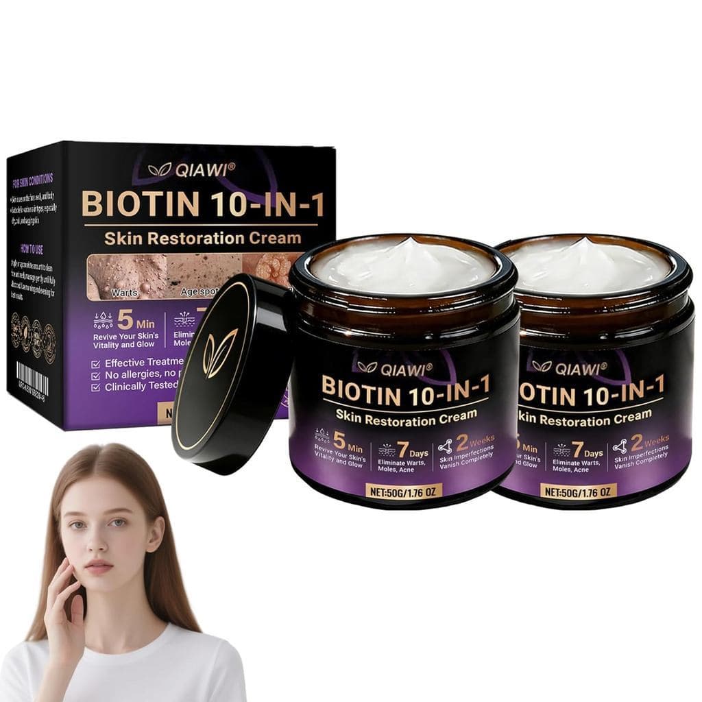 Creme Reparador de Pele 10 em 1 QiawiBiotin, Creme para Cuidados com a Pele Biotin2026, tem os efeitos de lifting e firm