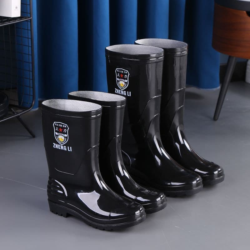 Botas de chuva masculinas de proteção trabalhista Botas de chuva curtas de cano alto à prova d'água antiderrapante capa