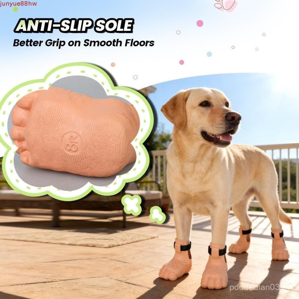 JUNYUE 2 Peças De Sapatos Para Cães Com Pés Humanos , Botas Engraçadas Antiderrapantes De Chuva Ao Ar Livre De Látex Mac