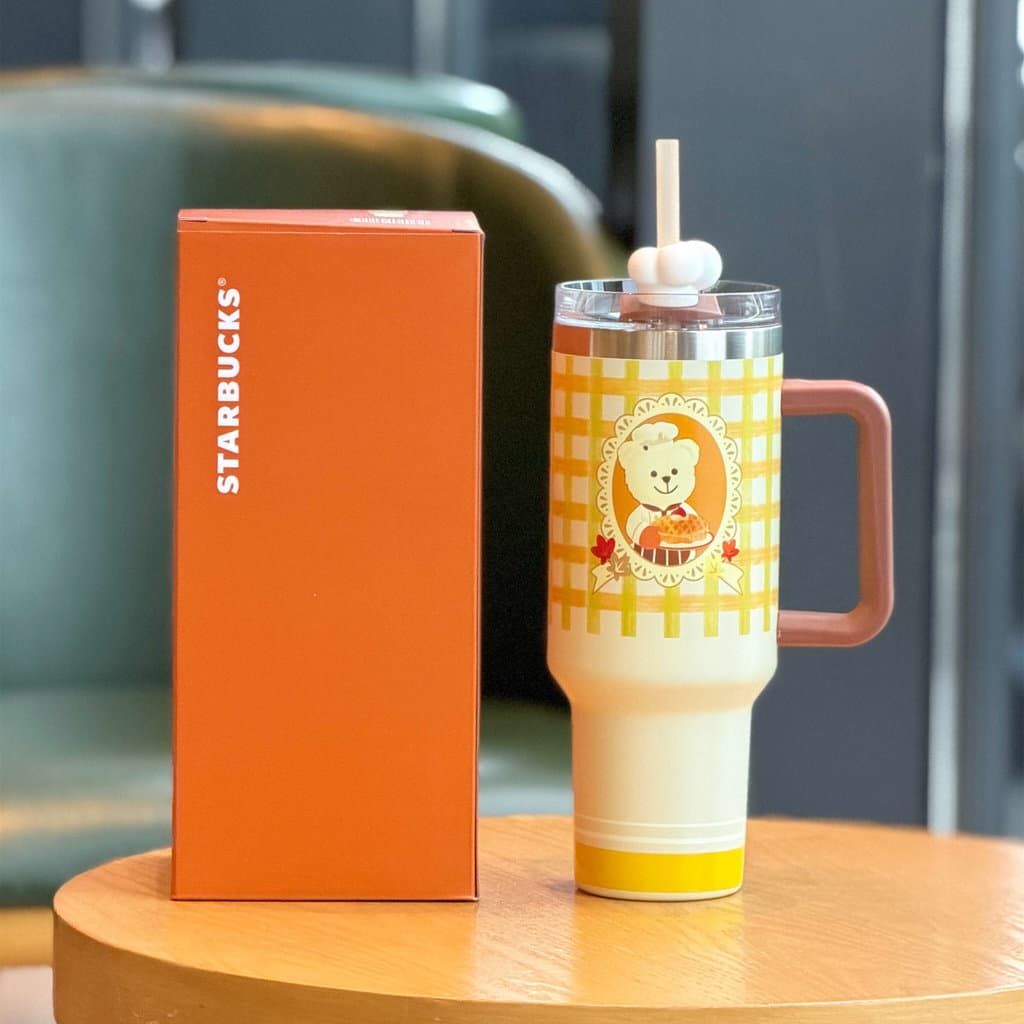 Starbucks Cup 2025 Little Bear Sobremesa Casa Retro Ice Master Cup Carro Desktop Copo de palha de aço inoxidável de gran